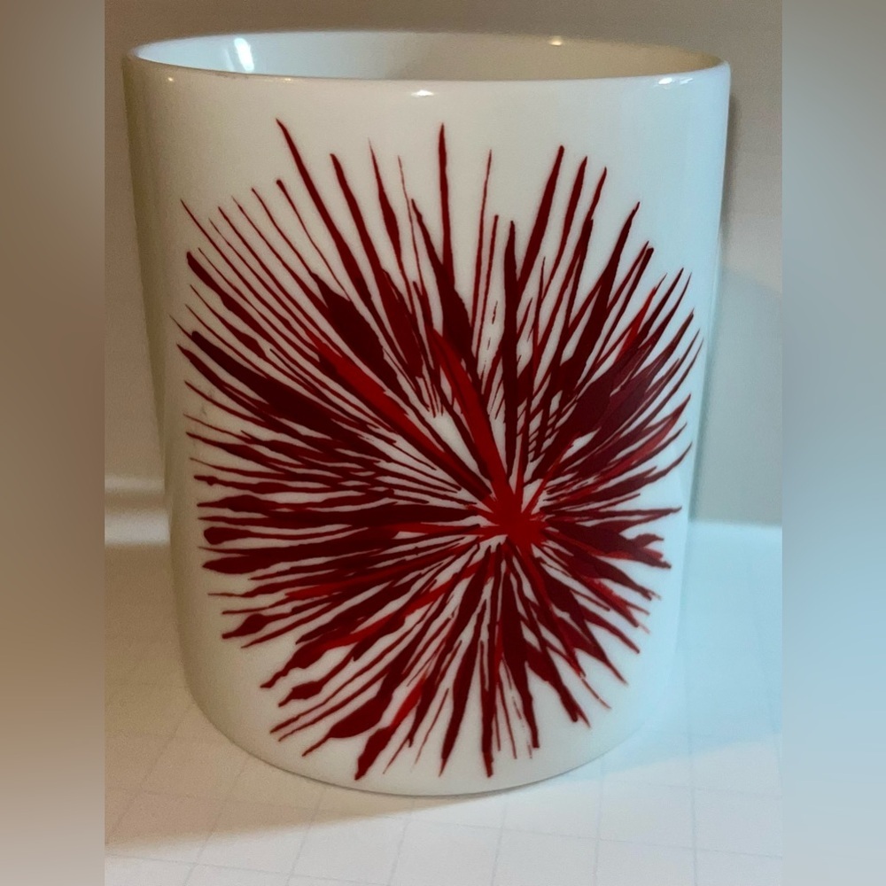 Starbucks Starburst Coffee Cup Mug Fireworks 12 Oz Ceramic 2014 Dark Red - Picture 2 of 4
